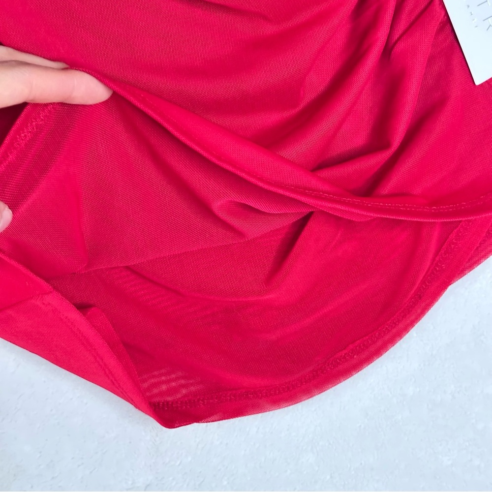 ASTR The Label Ruffle One-shoulder Mesh Top In Red - Size XS - Picture 5 of 6